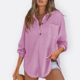 Inês | Blusa Túnica Leve Decote V com Botões