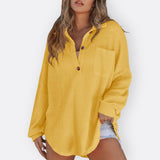 Inês | Blusa Túnica Leve Decote V com Botões
