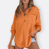 Inês | Blusa Túnica Leve Decote V com Botões