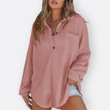 Inês | Blusa Túnica Leve Decote V com Botões