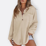 Inês | Blusa Túnica Leve Decote V com Botões