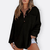Inês | Blusa Túnica Leve Decote V com Botões