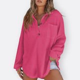 Inês | Blusa Túnica Leve Decote V com Botões