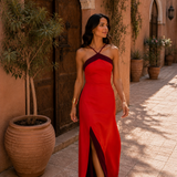Sofia | Vestido Longo Halter com Fenda