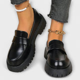 Calista | Mocassim para mulher com design ortopédico e cunha de cetim