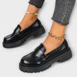 Calista | Mocassim para mulher com design ortopédico e cunha de cetim