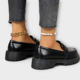 Calista | Mocassim para mulher com design ortopédico e cunha de cetim
