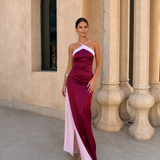 Raquel | Vestido longo em cetim com decote cruzado