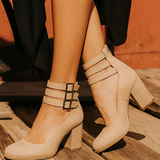 Ginevra | Sapatos de salto alto com tiras múltiplas e sola grossa