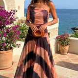 Ángela | Orange and Brown Printed Dress