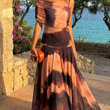 Ángela | Orange and Brown Printed Dress