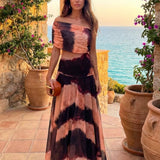 Ángela | Orange and Brown Printed Dress