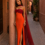 Mónica | Bicolor Long Draped Dress