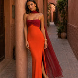 Mónica | Bicolor Long Draped Dress