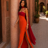 Mónica | Bicolor Long Draped Dress