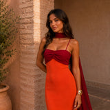Mónica | Bicolor Long Draped Dress