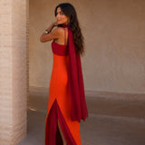 Mónica | Bicolor Long Draped Dress