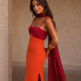 Mónica | Bicolor Long Draped Dress