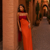 Mónica | Bicolor Long Draped Dress