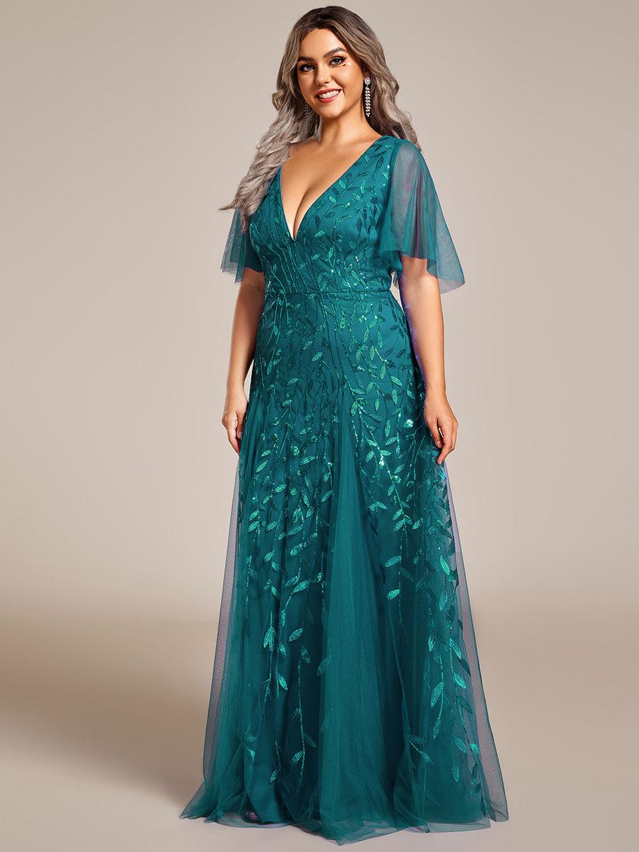 Manuela | Vestido de noite longo, romântico e cintilante com decote em V e tiras