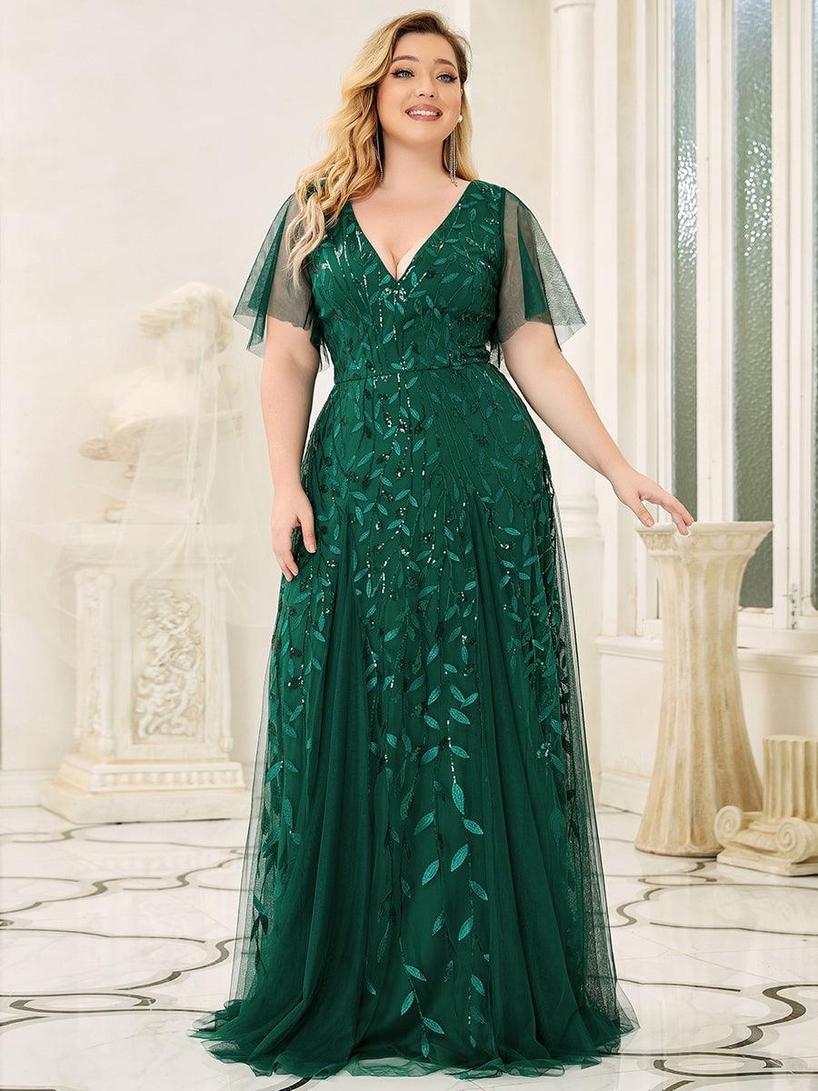 Manuela | Vestido de noite longo, romântico e cintilante com decote em V e tiras
