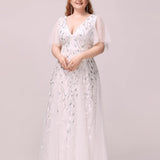 Manuela | Vestido de noite longo, romântico e cintilante com decote em V e tiras