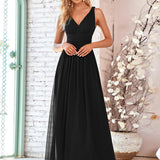 Diana | Vestido de festa plissado sem mangas com decote em V