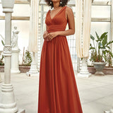 Diana | Vestido de festa plissado sem mangas com decote em V