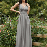 Diana | Vestido de festa plissado sem mangas com decote em V