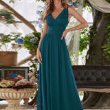 Diana | Vestido de festa plissado sem mangas com decote em V