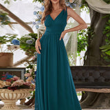 Diana | Vestido de festa plissado sem mangas com decote em V