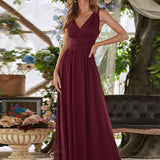 Diana | Vestido de festa plissado sem mangas com decote em V