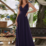 Diana | Vestido de festa plissado sem mangas com decote em V