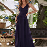 Diana | Vestido de festa plissado sem mangas com decote em V