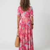 Janete | Vestido Midi Floral Sem Mangas com Decote em V
