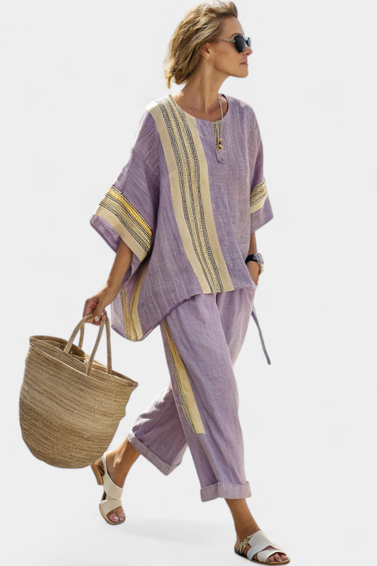 Lorena | Conjunto Boho Linho e Bambu