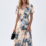 Denise | Vestido Midi Envolvente com Estampa Floral