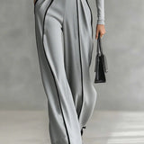 Céline - Conjunto Chic com Gola Alta & Calças Largas