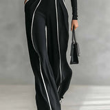 Céline - Conjunto Chic com Gola Alta & Calças Largas