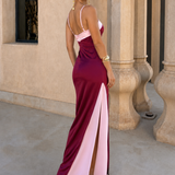 Raquel | Vestido longo em cetim com decote cruzado
