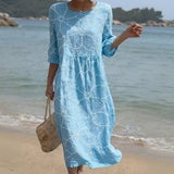 Joana | Vestido Maxi de Gola Redonda com Estampa