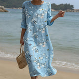 Beatriz | Vestido Maxi de Gola Redonda com Estampa