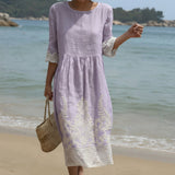 Carla | Vestido Maxi de Gola Redonda com Estampa