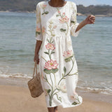 Ariana | Vestido com Estampado de Plantas e Flores