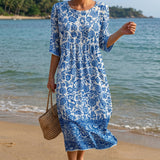 Liana | Vestido Maxi de Gola Redonda com Estampa