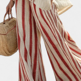 Vanessa | Conjunto Elegante Riscas Vermelhas
