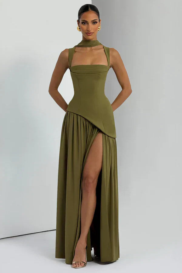 ZAFIRA | Vestido longo efeito laqueado