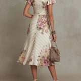 Marla | Vestido midi de cetim com padrão floral