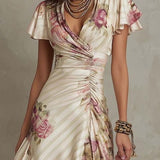 Marla | Vestido midi de cetim com padrão floral